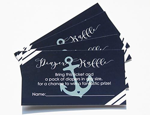 Nautical Baby Shower Diaper Raffle Insert Navy Set of 15 Printed Game Cards for Boys