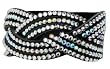 Bling Aurora Borealis Crystal Braided Twist Leather Bracelet - Adjustable Double Snap Closing