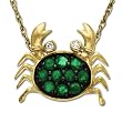 XPY 14k Yellow Gold Emerald and Diamond Crab Pendant, 18"