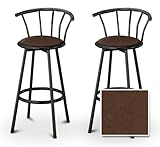 2 Embossed Dark Brown Floral Fabric Specialty / Custom Black Barstools with ....