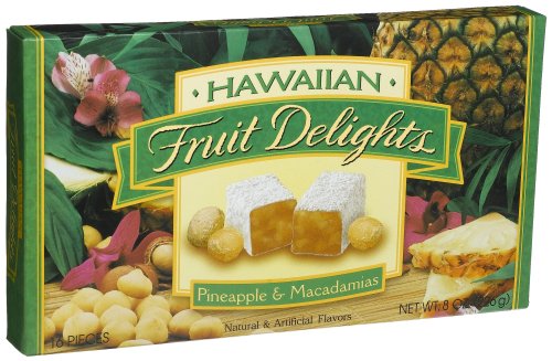 Hawaiian Fruit Delights, Pineapple Macadamia, 8-Ounce Packages (Pack of 4) by Aplets and Cotlets