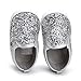 HONGTEYA Baby Boy Girls Sequins Crib Shoes Toddler Casual Glitter Moccasins Shoes Kids Sneakers (6-12 Months/4.72inch)