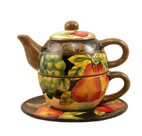 "Tuscany Wine Grape Kitchen Tea Pot, Tea Set, Tea for One." "Tuscany Wine Grape Kitchen Tea Pot, Tea Set, Tea for One."