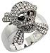 14K White Gold Men's Skull Ring, w/ 2.80 Carats Brilliant Cut Diamonds, 3/4 in. (20mm) wide, size 9