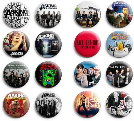 Asking Alexandria / Fall Out Boy Pinback Buttons 16Pcs 1.25 inch Mix Set