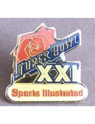 Single Detail Page Misc: Sports Illustrated SUPER BOWL XXI COLLECTOR PIN #6 Acrylic w Brooch Style Closure (1986) - Peter David