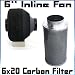 Hydroponic 6'' Inline Fan and Carbon Air Filter 6'' Duct Flange Combo Set for Odor Control