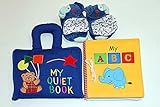 布絵本MY  QUIET  BOOK NEW ENGLISH VERSION ブル-&ABC BOOK　　おまけ付きラトル入りルームシューズ   ハッピーギフトセット