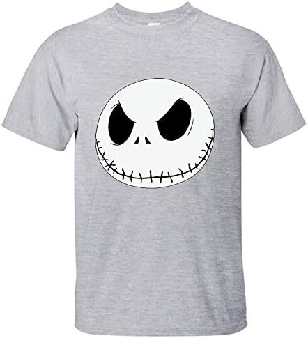 Tcoo Men's The Nightmare Before Christmas Skull Head Cotton T-shirt Grey XXL