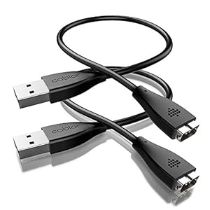 Cablor 2Pcs Replacement USB Charger Charging Cable for Fitbit Charge Quality Power Charging Cord (27cm, Black)