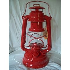 Original Feuerhand Sturmlaterne - feuerrot - Petroleumlampe Suprax Glas