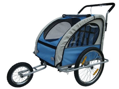 Aosom Elite 2in1 Double Baby Bicycle Bike Trailer and Stroller – Blue