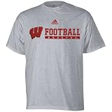 adidas Wisconsin Badgers Ash Gut Check Football Practice T-shirt
