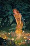 Poster Edward R. Hughes - Midsummer Eve - Mädchen im Wald mit Fabelwesen - Maxiposter - Größe 61 x 91,5 cm