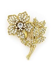 Vintage Gold Marcasite Flower Brooch Gold Plated