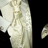 Paul Malone Wedding Vest Set Champagne 5pcs Tuxedo Vest + Necktie + Ascot + Hanky + 2 Cufflinks