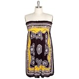 Yellow & Black Strapless Smocked Plus Size Short Mini Dress
