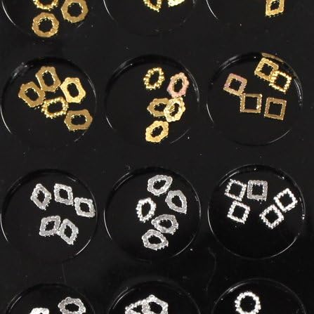 MyGal 60 PCS 3D Metal/Siver Square and Circle Popular Nail Art Decals Mixed Style Easy and Fun for Cellphone