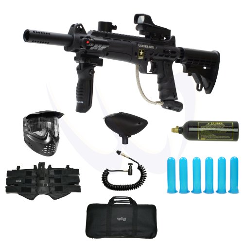 Tippmann US Army Carver One Paintball Gun with Red dot Reflex Carbine Stock Laser Elite Combo