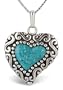 Sterling Silver Turquoise Heart Pendant, 16"