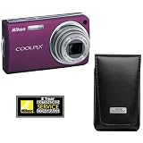Photo : COOLPIX S550 10MP Digital Camera with Leather Camera Case and Extended Warranty, Plum