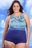 Delta Burke Buried Treasure Plus Size High Neck Keyhole Back One Pice Swimsuit - Plus Size Swimwear Plus Size Swimsuit