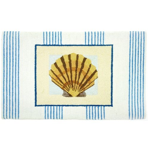 Homefires Accents Pinstripe Clam Shell Indoor Rug, 22-Inch by 34-Inch