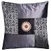 Decorative Handmade Silky Blue Cushion Cover / Pillow Sham - Chinese Calligraphy & Sunflower Design