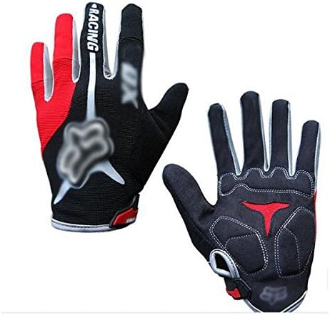 Unisex Bike Bicycle Full Finger Cycling Gloves Outdoor Sport Gloves Mountain Road Riding Gloves Spring - Red , M