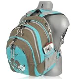 Produkt-Bild: BESTWAY Schulrucksack // T&Uuml;RKIS FLOWER // Rucksack Ranzen Braun T&uuml;rkis