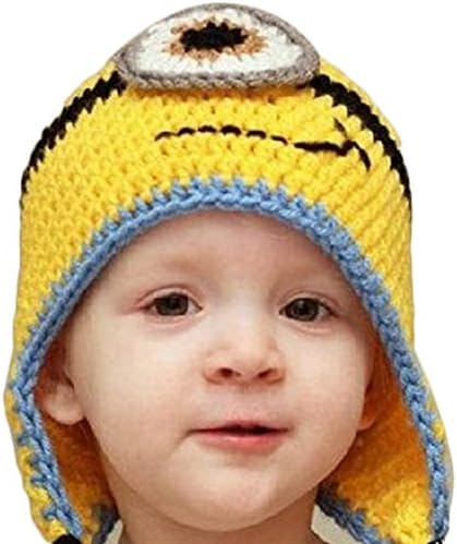Elleplush® Handmade Despicable Me Toddler Baby Minion Crochet Hat (Age 2~4, One Eye Blue)
