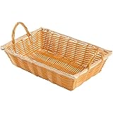 Winco PWBN-12B Rectangular Woven Basket with Handles, 12-Inch by 8-Inch by 3-Inch