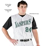 Rawlings Youth Sleeveless Full Button RYBBSJ95 Jersey, Dodger Grey with Black Pinstripes, Youth Medium