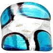 Handmade Black Blue Striped Glass Ring