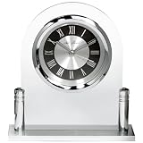 Seth Thomas Jenna Silver Tone Metal and Acrylic Case with Silver and Black Dial Floating Dial Desk and Table Clock
