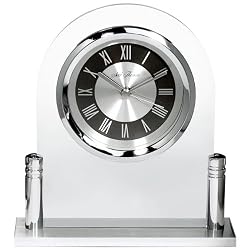 Seth Thomas Jenna Silver Tone Metal and Acrylic Case with Silver and Black Dial Floating Dial Desk and Table Clock
