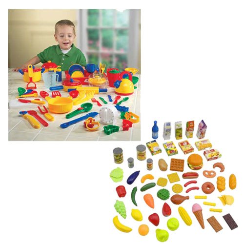 Frenzy 52 Piece Toy Food Set w/ Learning Resources 70 Piece Kitchen Set