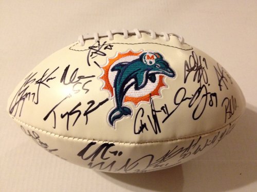 2011-2012 MIAMI DOLPHINS CHAD HENNE Team Signed Autographed Logo Football COA