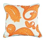 Room Service Global Collection Jaipur Paisley Pillow, 18-inch x 18-inch, Blue/Orange