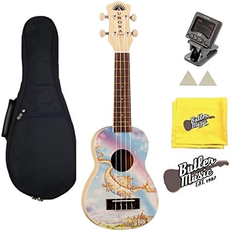 Luna AR2 UKE DRAGON Aurora Ukulele w/Tuner, Felt picks, Gig bag &amp; Polish Cloth