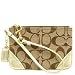 Coach Hamptons Signature Wristlet Wallet Bag 6F08 Khaki White