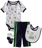 Vitamins Baby-boys Newborn First Mate 4 Piece Creeper Pant Set, Blue, 6 Months