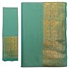 Brokat Sari mint gr�n traditionelles Wickelkleid aus Indien mit Blusenstoff und Wickelanleitung minzgr�n