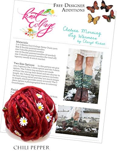 Knitting Kit: Chunky Floral Legwarmers from Knit Collage (Stirrup Heel 19 Inches, Chili Pepper)