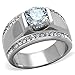 Marimor Jewelry Men's 2.25 Carat Round Cut Cubic Zirconia, Silver Stainless Steel Ring Sizes 8-13