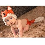 Meily ベビー用着ぐるみ コスチューム 寝相アート ベビー服 赤ちゃん 写真撮影用衣装 キツネ