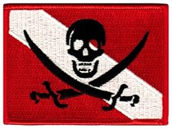 Jolly Roger Diver Down Flag Patch Embroidered Iron On Scuba Diving Skull Pirate Emblem Souvenir