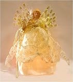 12 Ivory & Gold Fiber Optic Angel Christmas Tree Topper