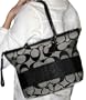Women's Signature Stripe Black White Medium Size Handbag