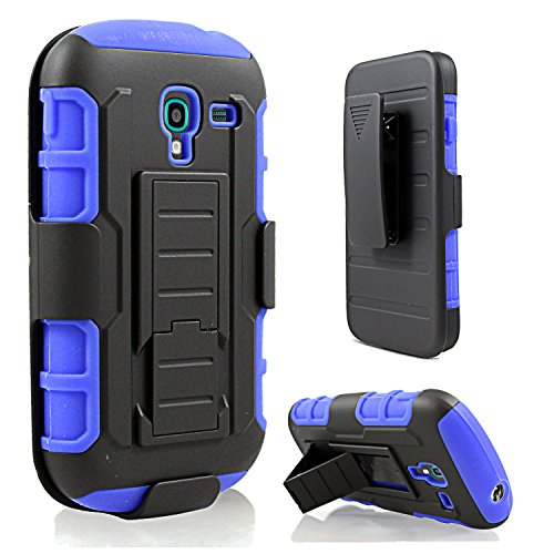 Galaxy Exhibit Case, Starshop(TM) Samsung Galaxy Exhibit T599 Hybrid Full Protection High Impact Dual Layer Holster Case with Kickstand and Locking Belt Swivel Clip Blue
